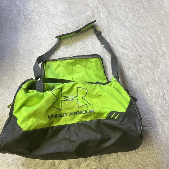 under armour gym bag medium Shoulder Strap Lime Green Sports Logo Pockets - Picture 1 of 6